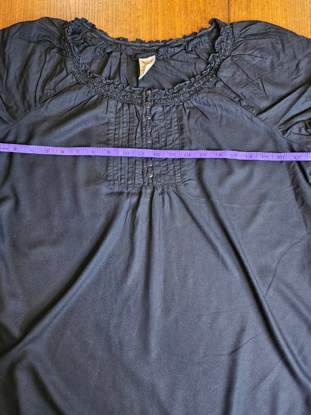 Faded Glory, Plus Size XXL (20), Tunic, Peasant Top, Black, 100% Rayon - Picture 5 of 8